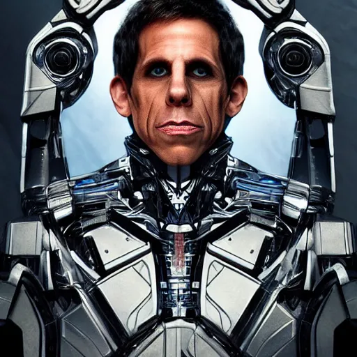 Image similar to ben stiller cyborg, symmetrical, highly detailed, futuristic, high resolution, trending on artstation