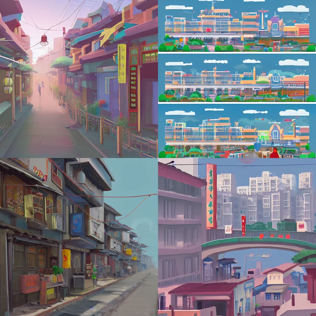 Prompt: Welcome to Zhaotong City, the narrowest city in the world, by James Gilleard