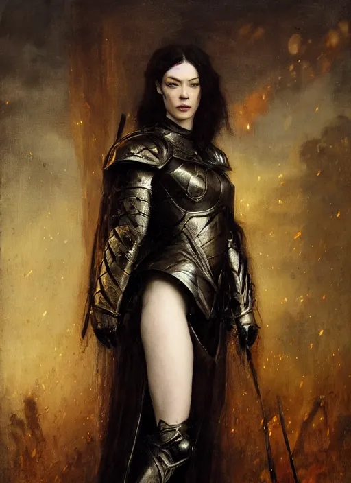 Prompt: stoya wearing black medieval armour, by gaston bussiere, bayard wu, greg rutkowski, giger, maxim verehin, greg rutkowski, masterpiece, sharp focus, cinematic lightning