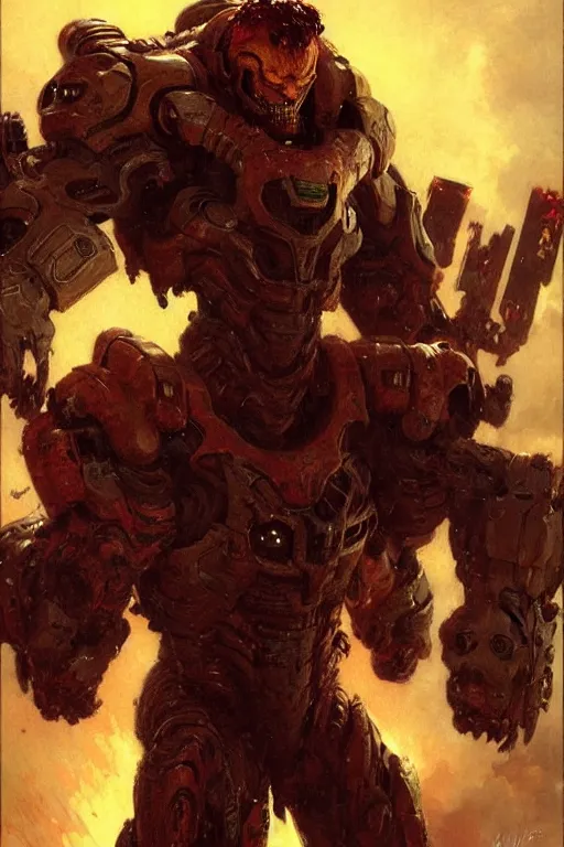 Prompt: willem dafoe as the doom marine, painting by gaston bussiere, craig mullins, greg rutkowski, yoji shinkawa