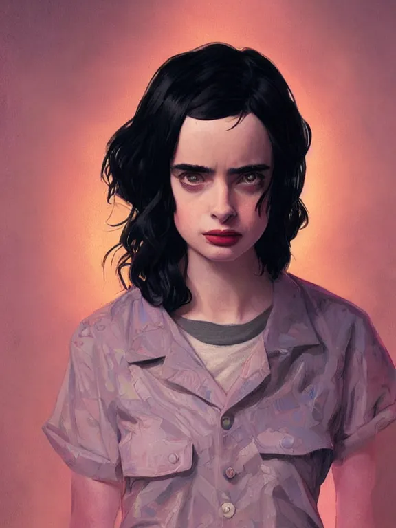 Image similar to young krysten ritter as eleven from stranger things,, intricate, highly detailed, digital painting, artstation, oppressive lighting, fashion concept art, sharp focus, illustration, art by greg rutkowski and alphonse mucha