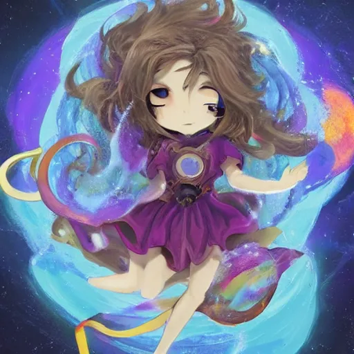 Image similar to https://cdn.discordapp.com/attachments/993896480127582278/1004237493362757712/worstimever_a_Celestial_goddess_of_time_and_space_floating_in_t_370075ae-41e7-4193-812c-4c69b13b9732.png