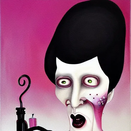 Image similar to painting in the style of mark ryden, marilyn manson crying