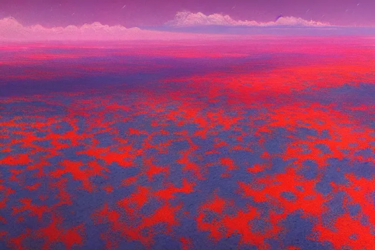 Image similar to ” aerial view of a vast landscape completely made of coral, vivid, high detail, concept art by balaskas christopher ”
