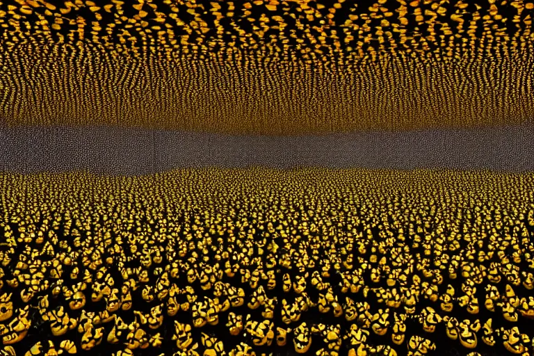 Image similar to Yayoi Kusama infinity room filled with pikachus photorealistic hyperdetailed 35mm 4k