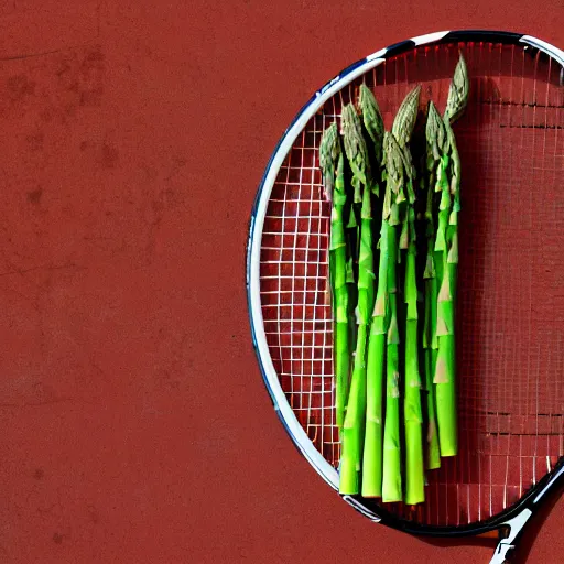 Image similar to a tennis racket made out of asparagus high quality photo