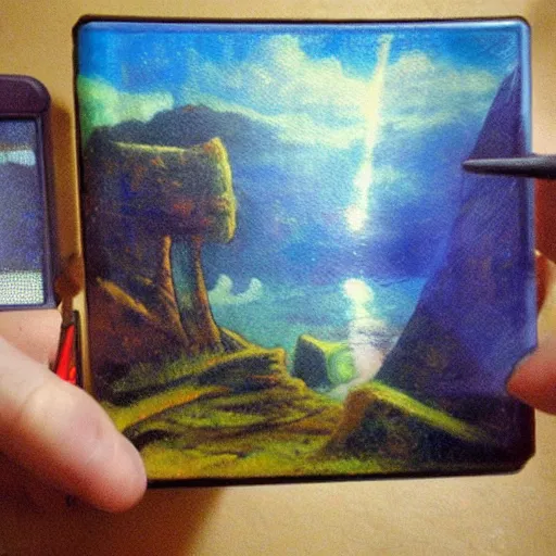 Image similar to nintendo ds in the abyss style of turner painting