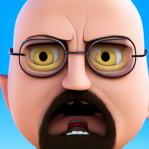 Image similar to Walter White as Gru in Despicable Me, artistic, 8k, cinematic, accurate, symetric, face, dramatic lighting, pastel colours, hdr