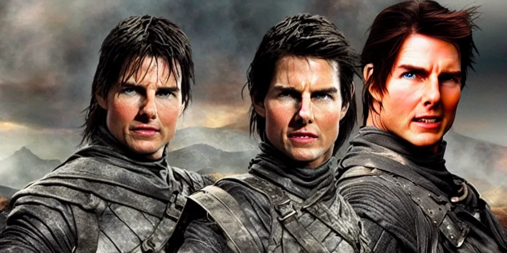 Prompt: ' tom cruise'as the entire army of mordor 9 0 0 0'lord of the rings ', cinematic scene, award winning