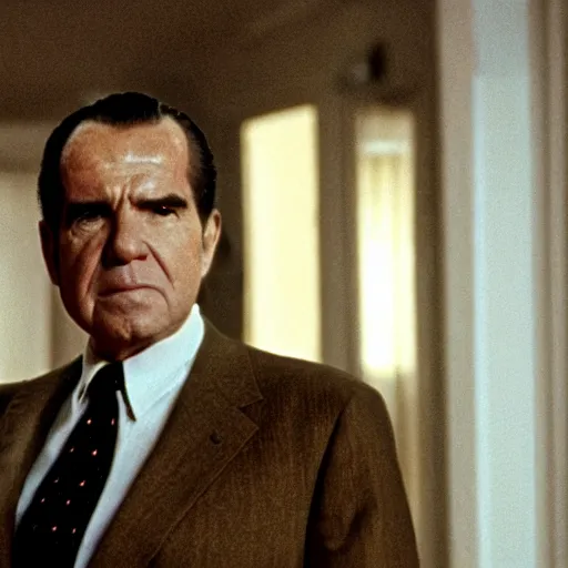 Image similar to A movie still of Richard Nixon in The Shining