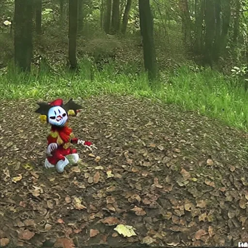 Image similar to Pennywise Caught on a trail cam 4K quality super realistic