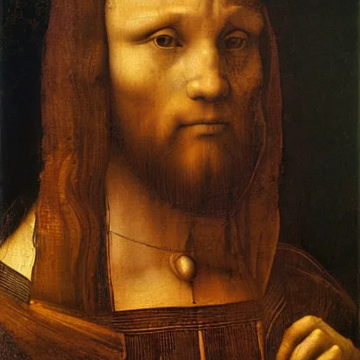 Image similar to Oil painting portrait of a Among Us by leonardo da vinci