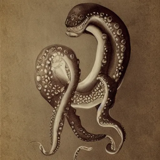Image similar to photograph of a half horse half octopus bird
