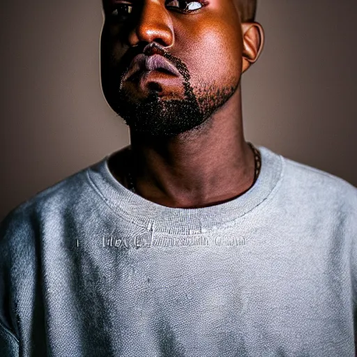 Image similar to the face of young kanye west at 2 1 years old, portrait by julia cameron, chiaroscuro lighting, shallow depth of field, 8 0 mm, f 1. 8