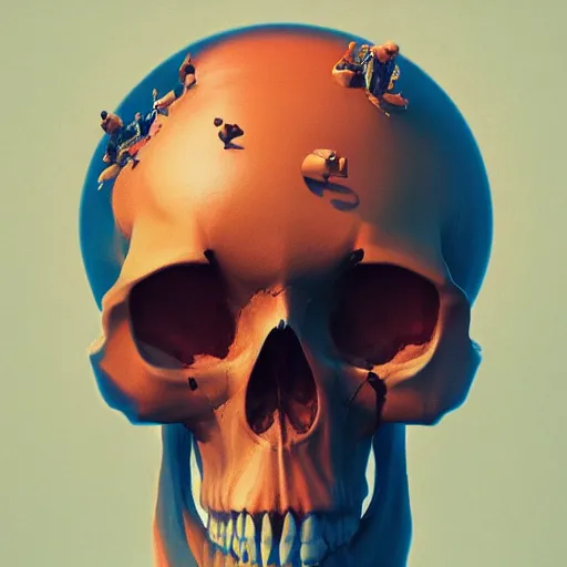 Image similar to A stunning profile of a symmetrical skull Simon Stalenhag, Trending on Artstation, 8K