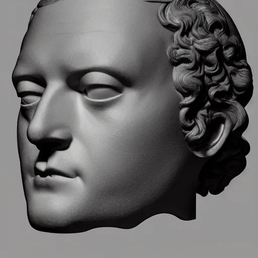 Prompt: the head of napoleon with the eyes staring at the camera, 3 d octane render.
