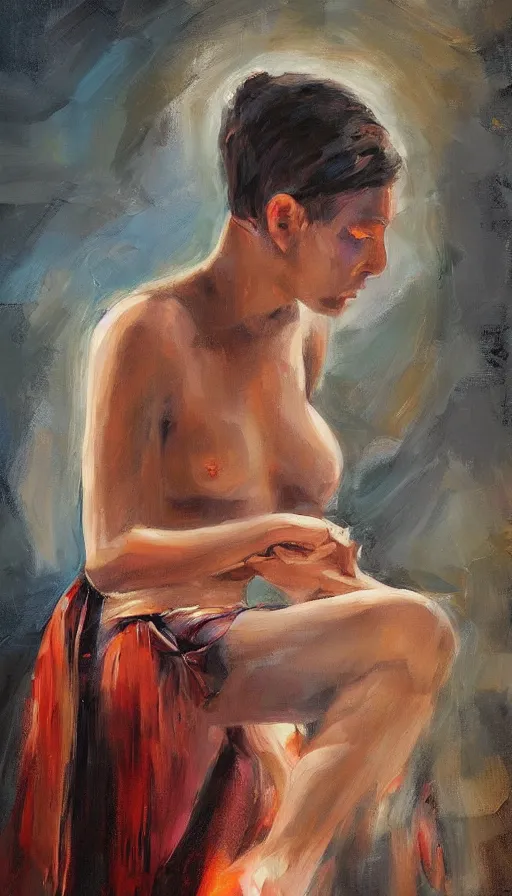 Prompt: portrait of a digital shaman, by emilia wilk