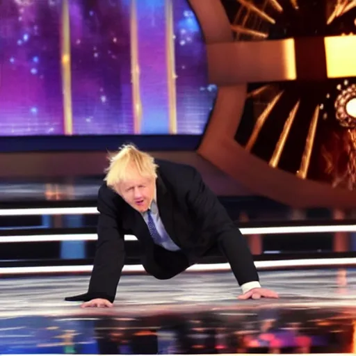 Prompt: boris johnson break dancing on americas got talent, 4 k photograph