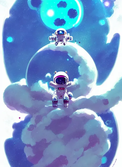 Prompt: portrait of cute kawaii astronaut android riding a neonpunk kaiju dragon, nebulous background of dynamic space, a dramatic composition by wlop and greg rutkowski and makoto shinkai and studio ghibli and kyoto animation cute bubbly clothing
