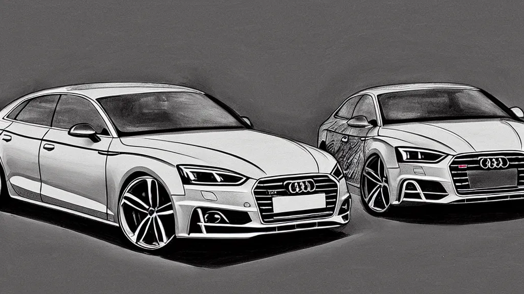 Image similar to a hand - drawn sketch of an audi s 5 sportback.