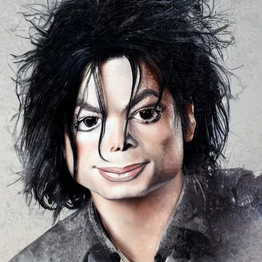 Prompt: Miranda Cosgrove and michael Jackson fusion self portrait, realistic image, studio lighting, elegant