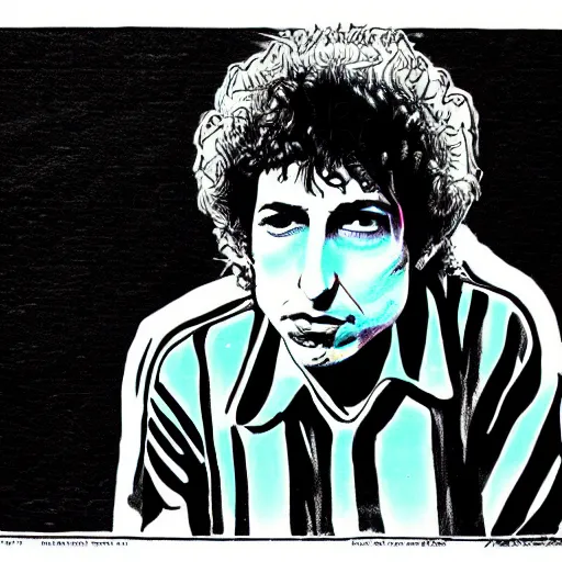 Image similar to simple yet detailed psychedelic portrait bob dylan by alton kelley