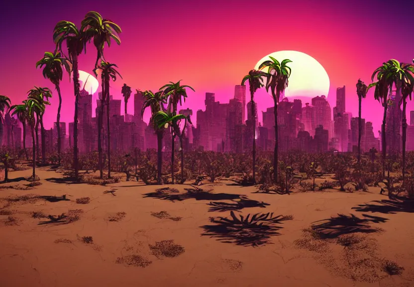 Image similar to a synthwave desert