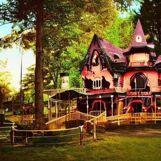 Prompt: haunted house amusement park