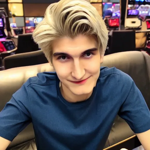 Image similar to really handsome gigachad xqc gigachad gambling : : realistic : : 1 dslr : : 1 - - quality 2