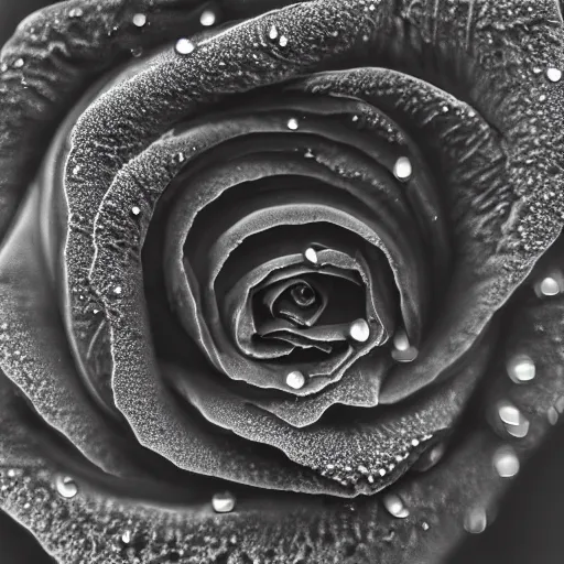 Image similar to award - winning macro of a beautiful black rose made of glowing molten magma