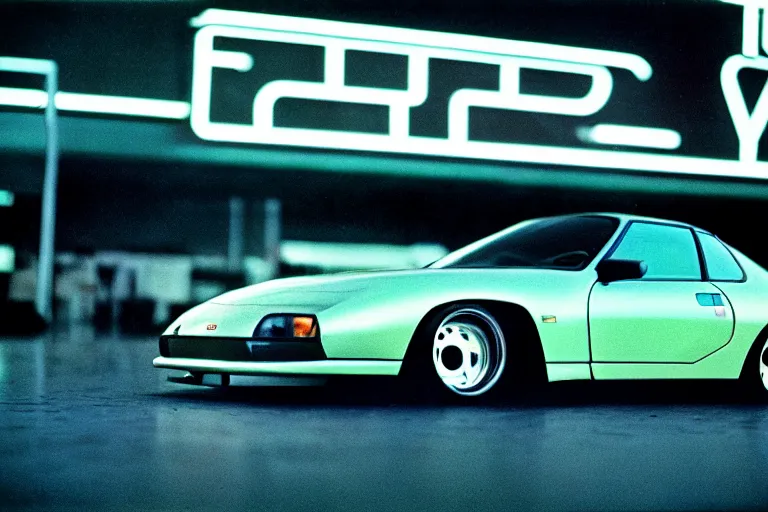 Image similar to designed by giorgetto giugiaro 1 9 5 5 toyota supra thick neon lights, ektachrome photograph, volumetric lighting, f 8 aperture, cinematic eastman 5 3 8 4 film