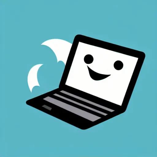 Prompt: simple vector illustration of a cute and friendly ghost typing on a laptop