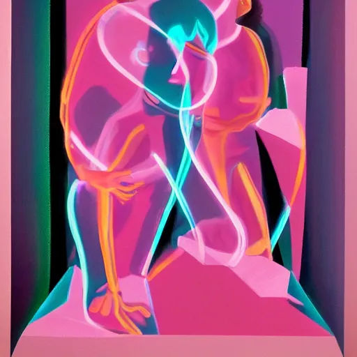 Image similar to wish animated painting by john. podesta ( ). sparallelising. nedynamic synthesizers ralph perfect color holographic pink, 3 d wonderful smooth lighting pink marble figures