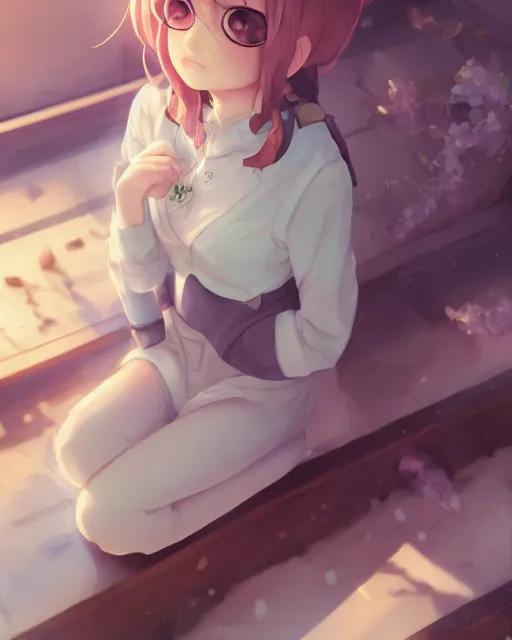 Prompt: a girl cosplaying as sleepytime tea, adorable outfit, full shot, atmospheric lighting, perfectly shaded body, detailed face, by makoto shinkai, stanley artgerm lau, wlop, rossdraws