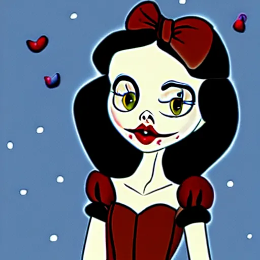 Prompt: snow white in the style of tim burton