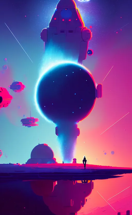 Prompt: robotic expedition to the death of a star by christopher balaskas and anton fadeev and dan mumford and beeple and norman rockwell, hyperrealistic, high detail, ultra detailed, space, nebula, sharp focus, astronomy, science, crisp edges, mist, reflections