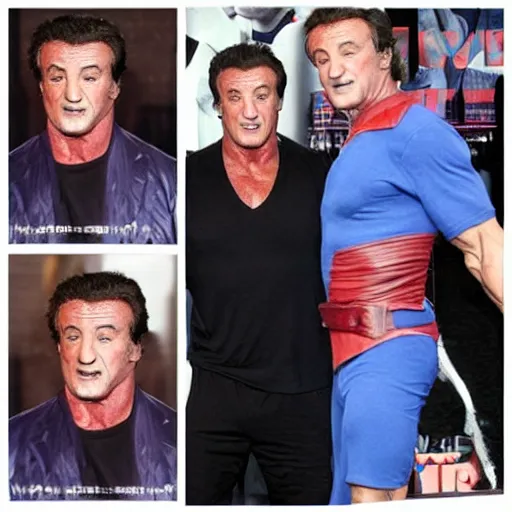 Image similar to sylvester stallone as robin williams