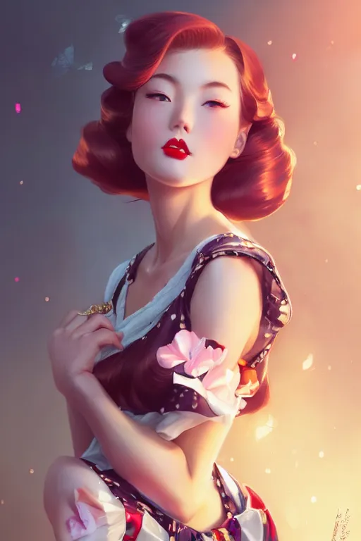 Image similar to a pin up and beautiful fashion charming dreamlke japan girl with lv jewelry, character art, art by artgerm lau and wlop and and ilya kuvshinov and john singer sargent, hyperdetailed, 8 k realistic, symmetrical, frostbite 3 engine, cryengine, dof, trending on artstation, digital art