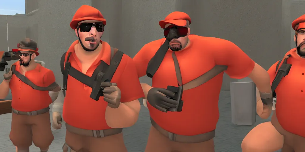 Image similar to sam hyde in team fortress 2, red team