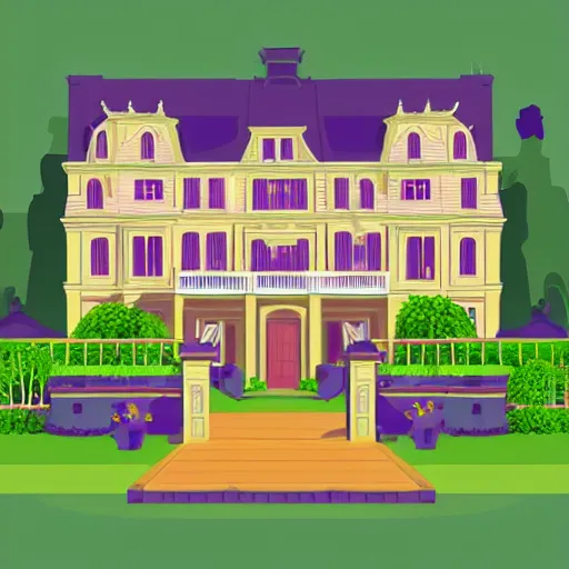 Prompt: a mansion, vector graphics, trending on artstation, vibrant colors, gorgeous, beautiful, magnificent, high quality