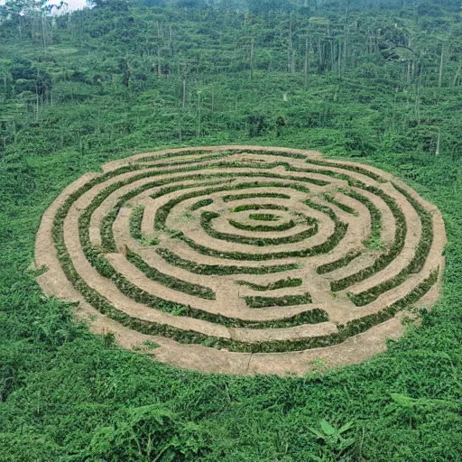 Image similar to an architectural plan of a labyrinth of the deforestation in amazona crisis