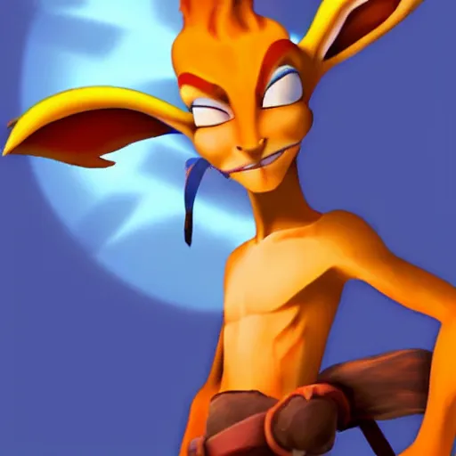 Prompt: jack from jack and daxter stoic dark