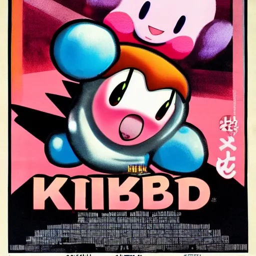 Image similar to kirby in the style of a polish movie poster