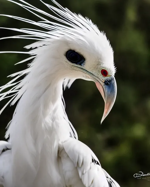 Prompt: closeup picture of secretary bird in savannah, captured on iphone, dlsr, photography