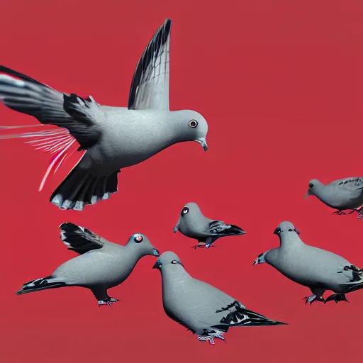 Prompt: A pigeon with seven heads rising from the sea of blood, artstation, 4k detailed