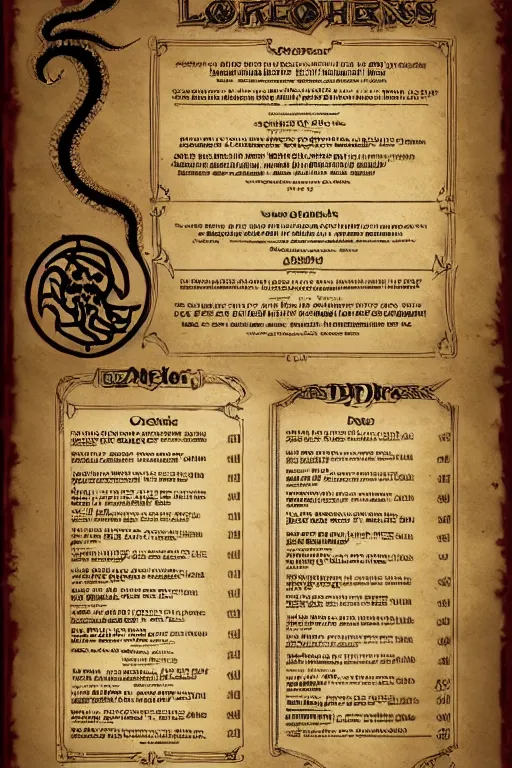 Image similar to a menu for purchasing lovecraftian elder gods, diner menu, detailed