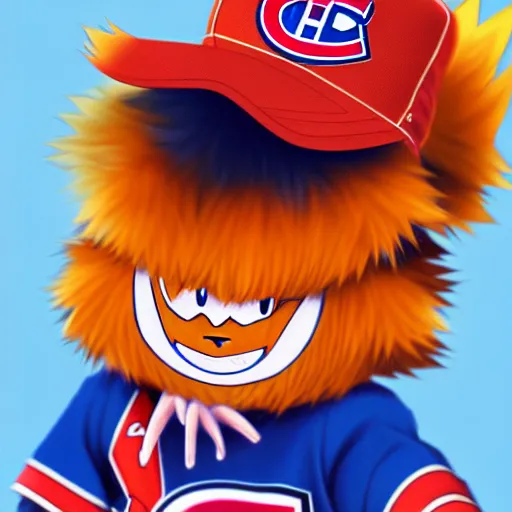 Image similar to anime Portrait of Youppi the Habs Montreal Canadiens Mascot as a very cute powerful and friendly pokemon, highly detailed anime, smooth, sharp focus, dynamic lighting, intricate, trending on ArtStation, illustration pokemon, art by WLOP