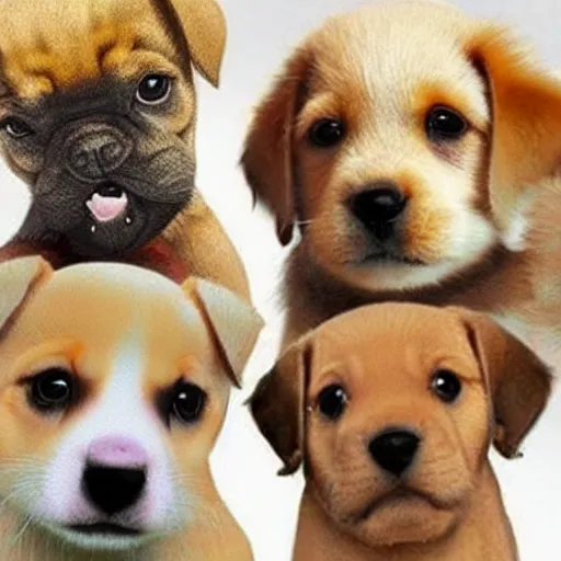Image similar to a bunch of puppies, cute, photorealistic