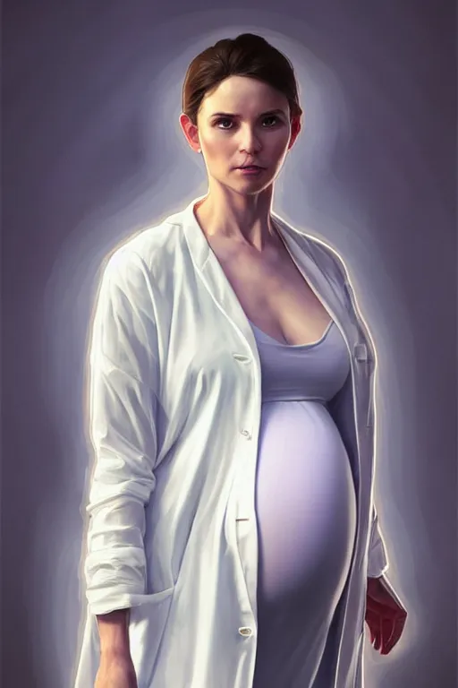 Prompt: pregnant anthony fauci in a translucent white lab coat, realistic portrait, symmetrical, highly detailed, digital painting, artstation, concept art, smooth, sharp focus, illustration, cinematic lighting, art by artgerm and greg rutkowski and alphonse mucha