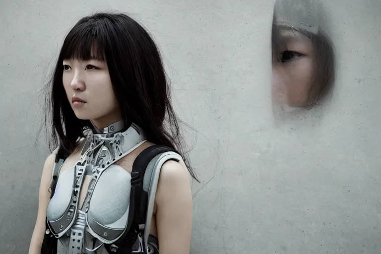 Image similar to portrait of a beautiful Korean cyborg By Emmanuel Lubezki